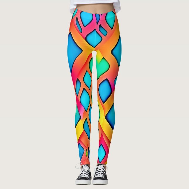 Leggings Arte abstracto geométrico vibrante (Anverso)