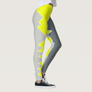 Leggings Arte abstracto gris claro amarillo carbón gris
