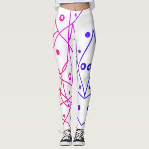 Leggings Arte Abstracto Líneas Blancas Moradas Círculos Min