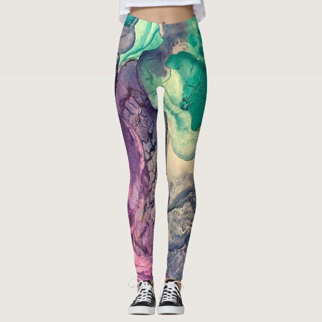 Leggings Arte abstracto líquido con tinta de alcohol multic (Anverso)