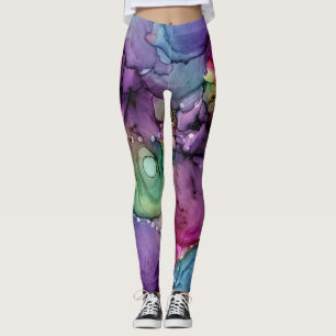 Leggings Arte abstracto líquido con tinta de alcohol multic