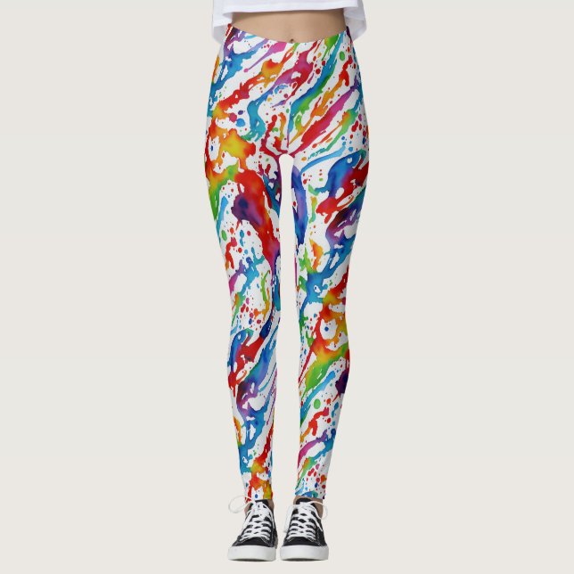Leggings Arte Abstracto Moderno Salpicaduras de Pintura de  (Anverso)