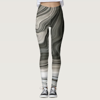 Leggings Arte abstracto monocromo de vertido acrílico gris