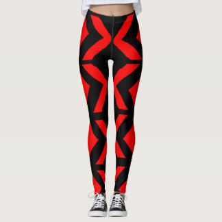 Leggings arte abstracto negro y rojo