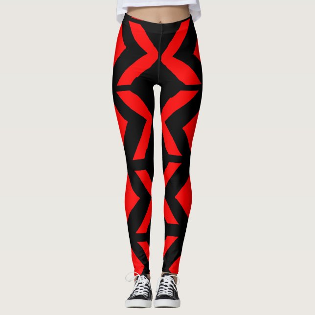 Leggings arte abstracto negro y rojo (Anverso)