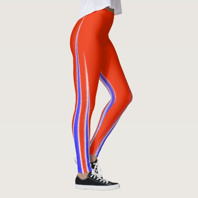 Leggings Arte Abstracto Rojo Azul Blanco Minimalismo (Derecha)