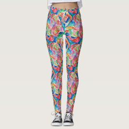 Leggings Arte abstracto único Patrón de acuarela de arcoíri