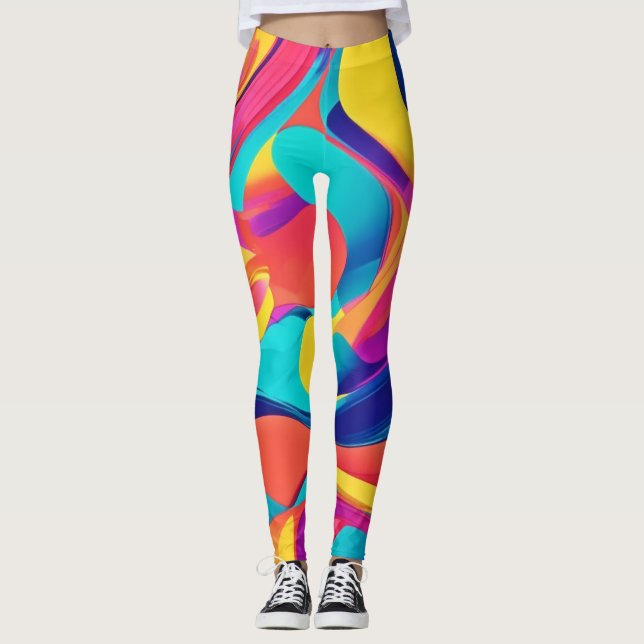 Leggings Arte abstracto vibrante de Swirling (Anverso)