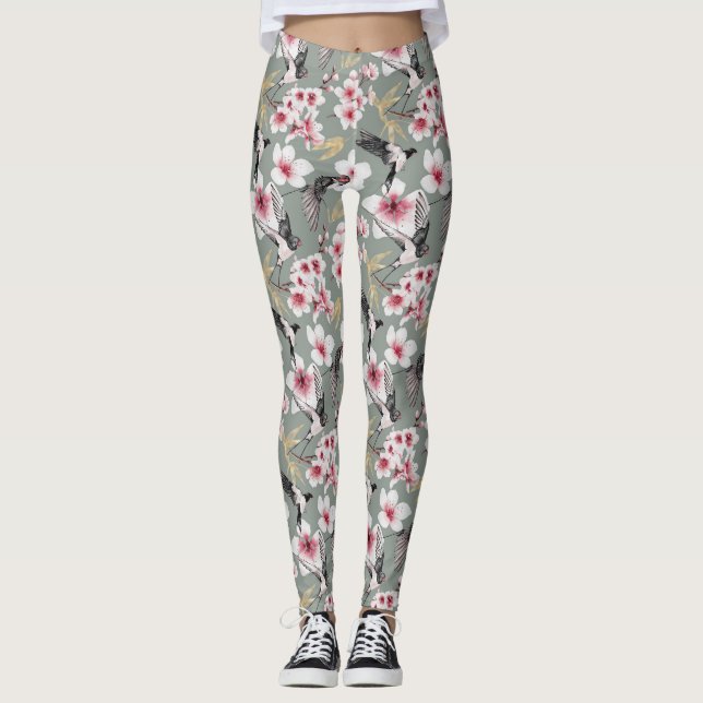 Leggings Arte acuarela japonés: sopa de sakura (Anverso)