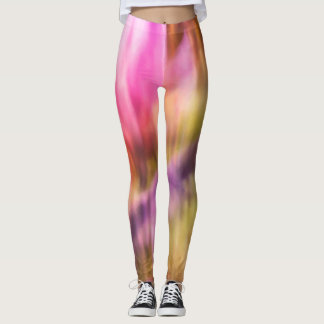 Leggings Arte acuático botánico morado, rosa y verde
