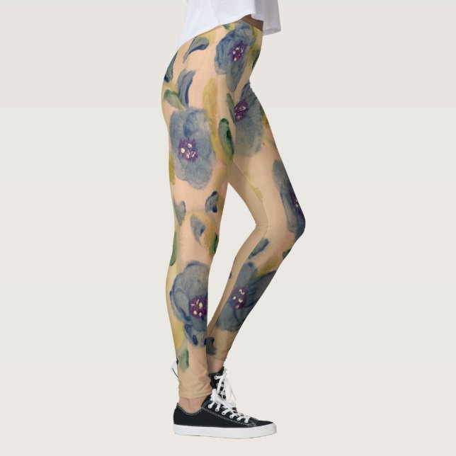 Leggings Arte acuático con flores azules (Derecha)