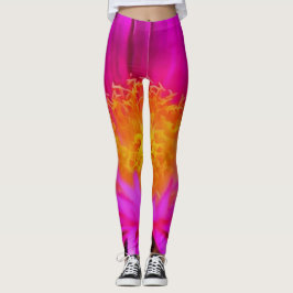 Leggings Arte artístico de flores de aster rosa magenta