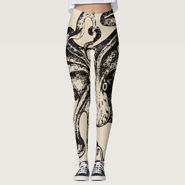 Leggings Arte asustadizo del steampunk de Kraken (Anverso)
