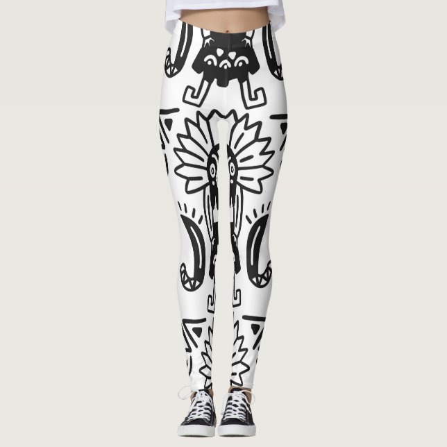 Leggings Arte Azteca - Patrón de Lagarto (Anverso)