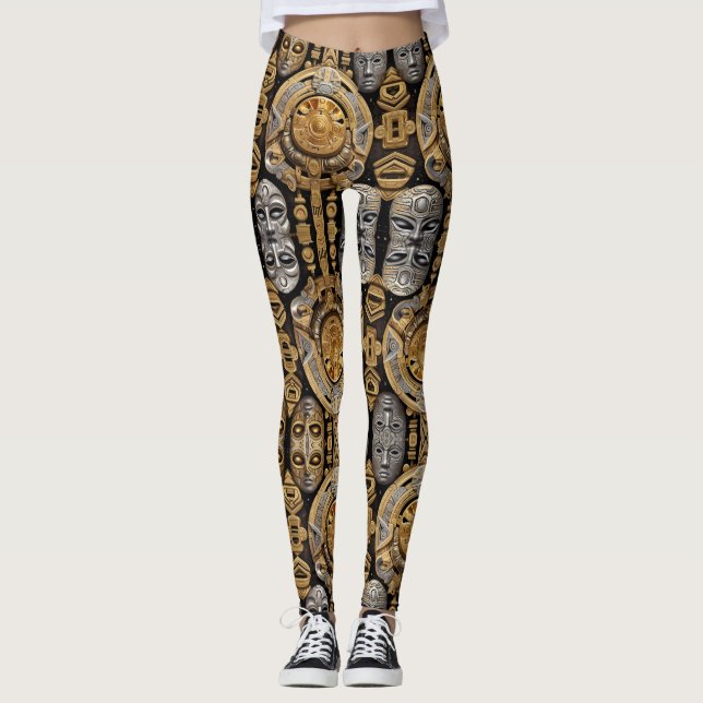 Leggings Arte azteca, vibrante, que refleja la cultura (Anverso)