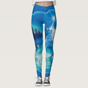 Leggings Arte azul fresco del aerógrafo del unicornio de la