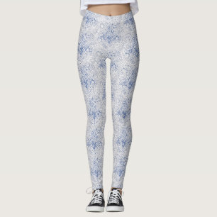 Leggings Arte blanco del efecto del cordón azul o su propio