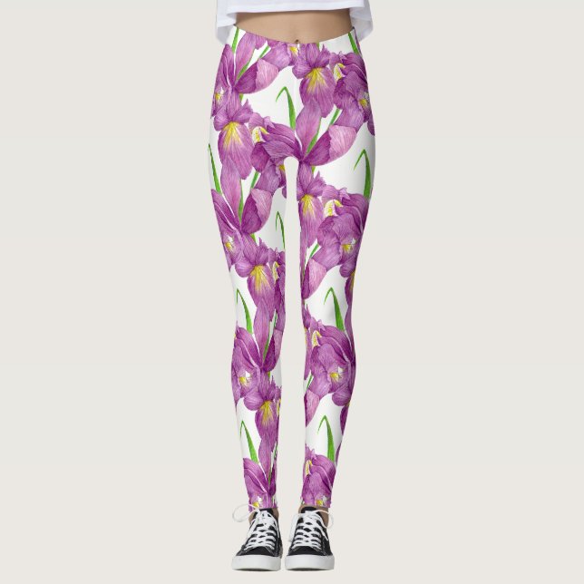 Leggings Arte Botánico Floral Purple Iris (Anverso)