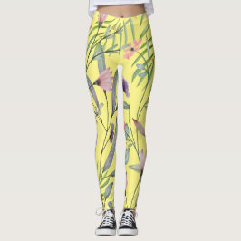 Leggings Arte botánico minimalista adorable follaje amarill