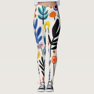 Leggings Arte Botánico Nórdico Floral Folk Escandinavo