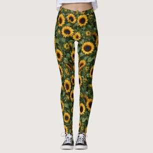 Leggings Arte botánico realista de girasol