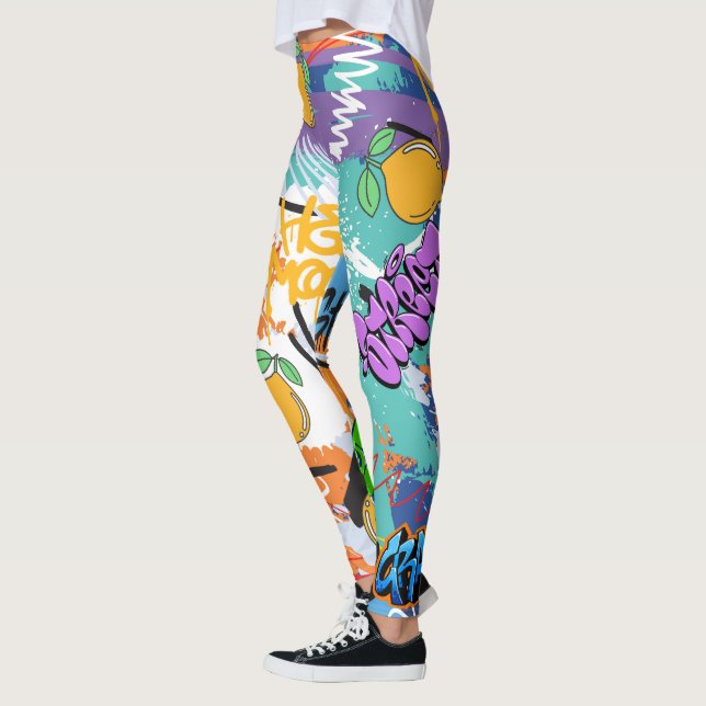Leggings Arte callejero de Guay l Patrón hippie l Lindo mod (Izquierda)