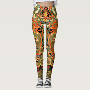 Leggings Arte colorido de dragón asiático chino