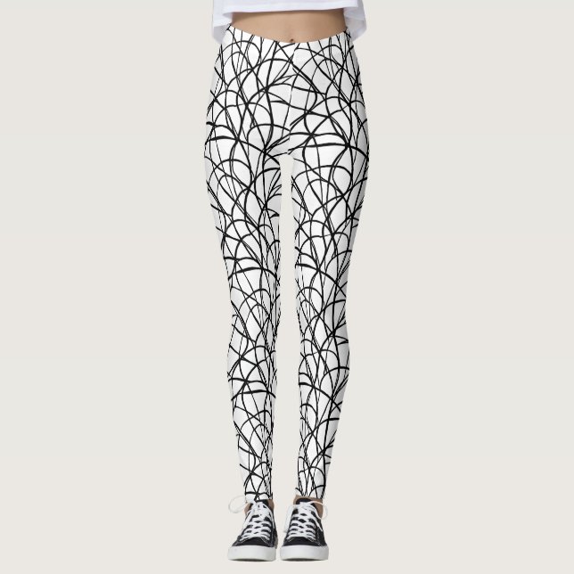 Leggings Arte contemporáneo en blanco y negro (Anverso)