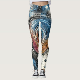 Leggings Arte cósmico estilo Batik futurista - Diseño espac