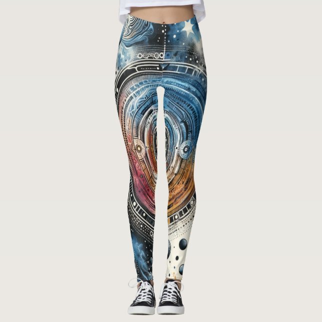 Leggings Arte cósmico estilo Batik futurista - Diseño espac (Anverso)