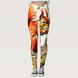 Leggings Arte de ardilla otoñal