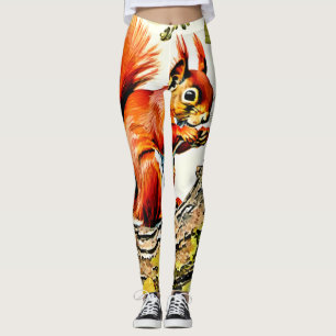 Leggings Arte de ardilla otoñal