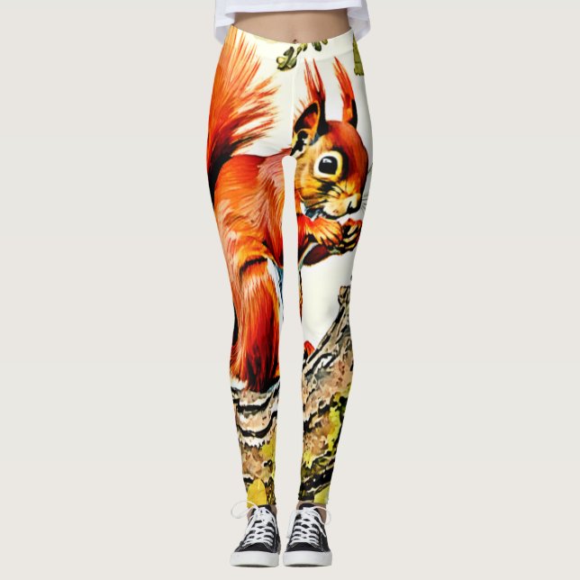 Leggings Arte de ardilla otoñal (Anverso)