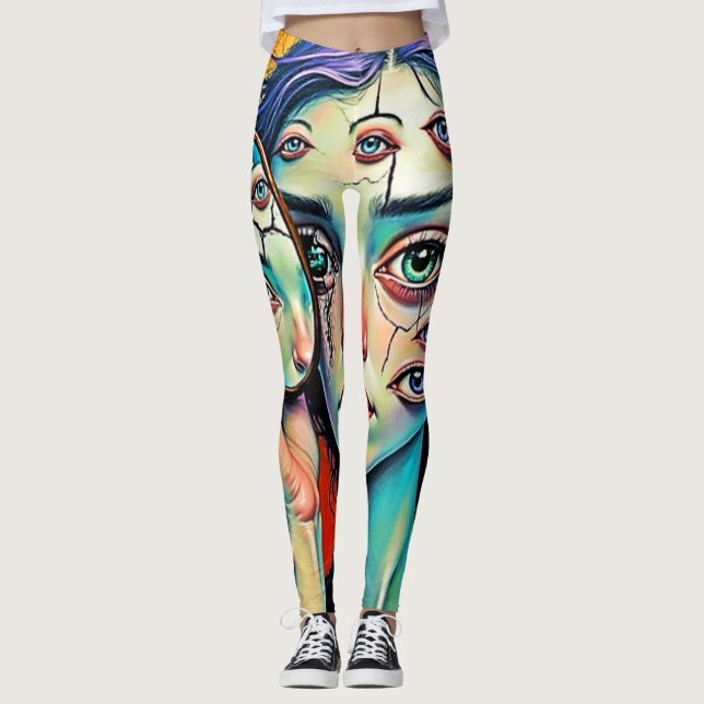Leggings Arte de autorreflexión destrozado (Anverso)