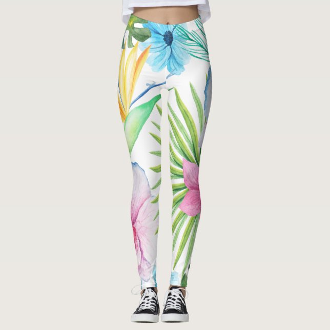 Leggings Arte de aves tropicales (Anverso)