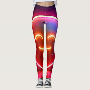 Leggings Arte de Cara Feliz con Resplandor de Neón
