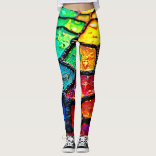 Leggings Arte de cerca de vidrio emplomado con arcoíris