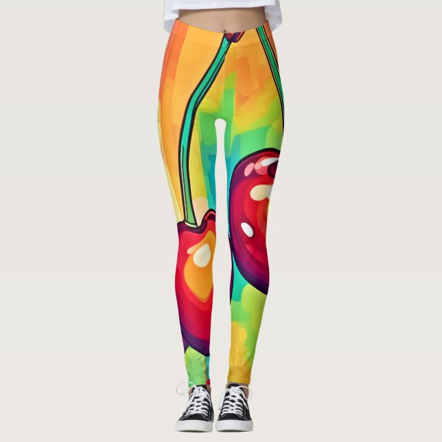 Leggings Arte de Cereza Vibrante (Anverso)
