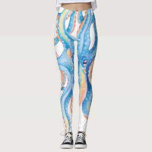 Leggings Arte de color azul Octopus