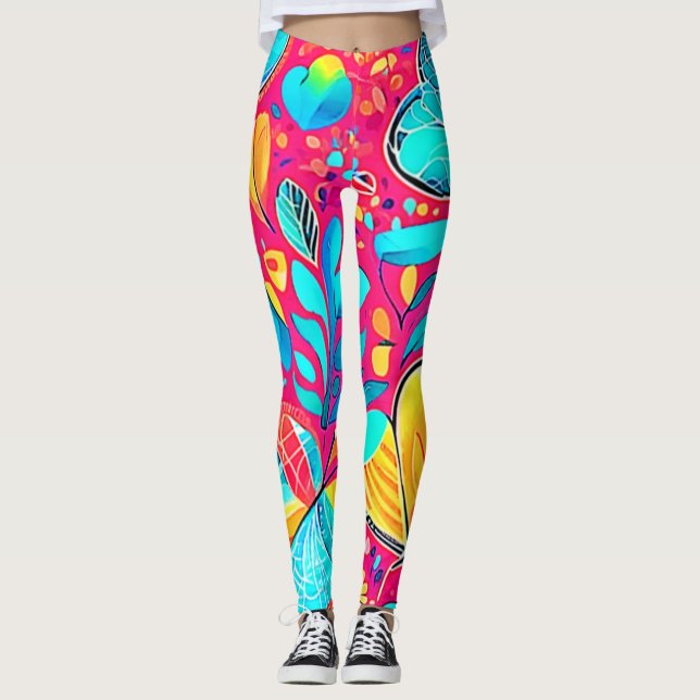 Leggings Arte de Corazón Floral Vibrante (Anverso)