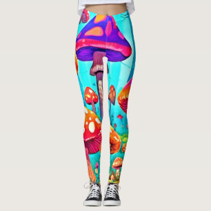 Leggings Arte de dibujos animados de hongos gigantes