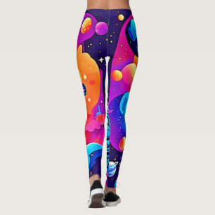 Leggings Arte de dibujos animados espaciales vibrantes: sue