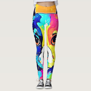 Leggings Arte de diseño de vibraciones de cachorro vívidas