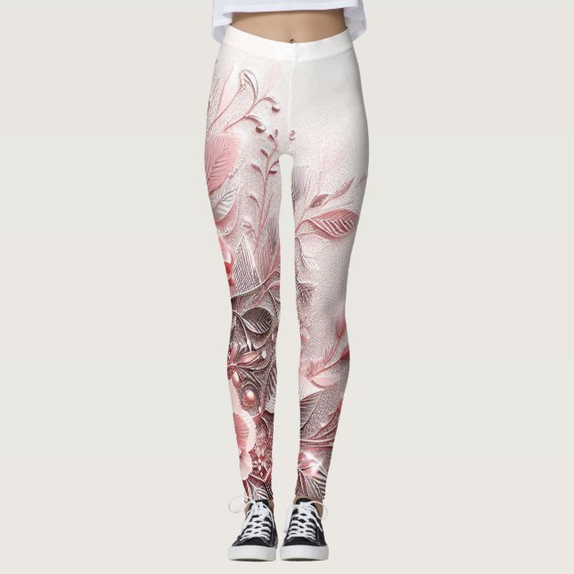 Leggings arte de embellecimiento por motivos florales de co (Anverso)