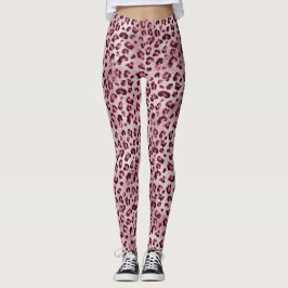 Leggings Arte de estampado de leopardo rosa textura de pelo