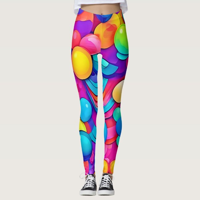 Leggings Arte de explosión de burbujas de arcoíris (Anverso)