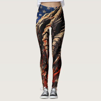 Leggings Arte de fiera bestia desgarrando la bandera estado