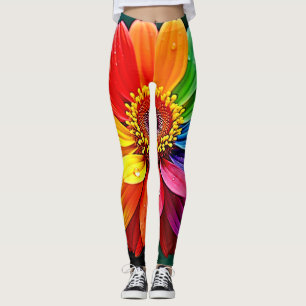 Leggings Arte de Flor de Pétalo de Arcoíris