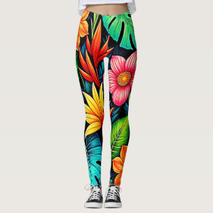 Leggings Arte de Floración Tropical Vibrante