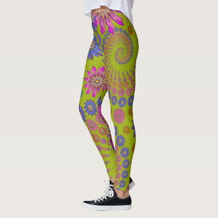 Leggings Arte de flores geométricas fractales divertidas Hi